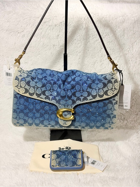 Coach Handbags - Coach Tabby 36 Crystal Signature Jacquard Denim  Bag+Crystal Denim card case NWT